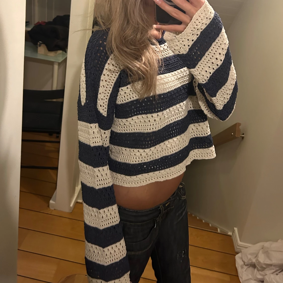 Randig stickad tröja  - 90