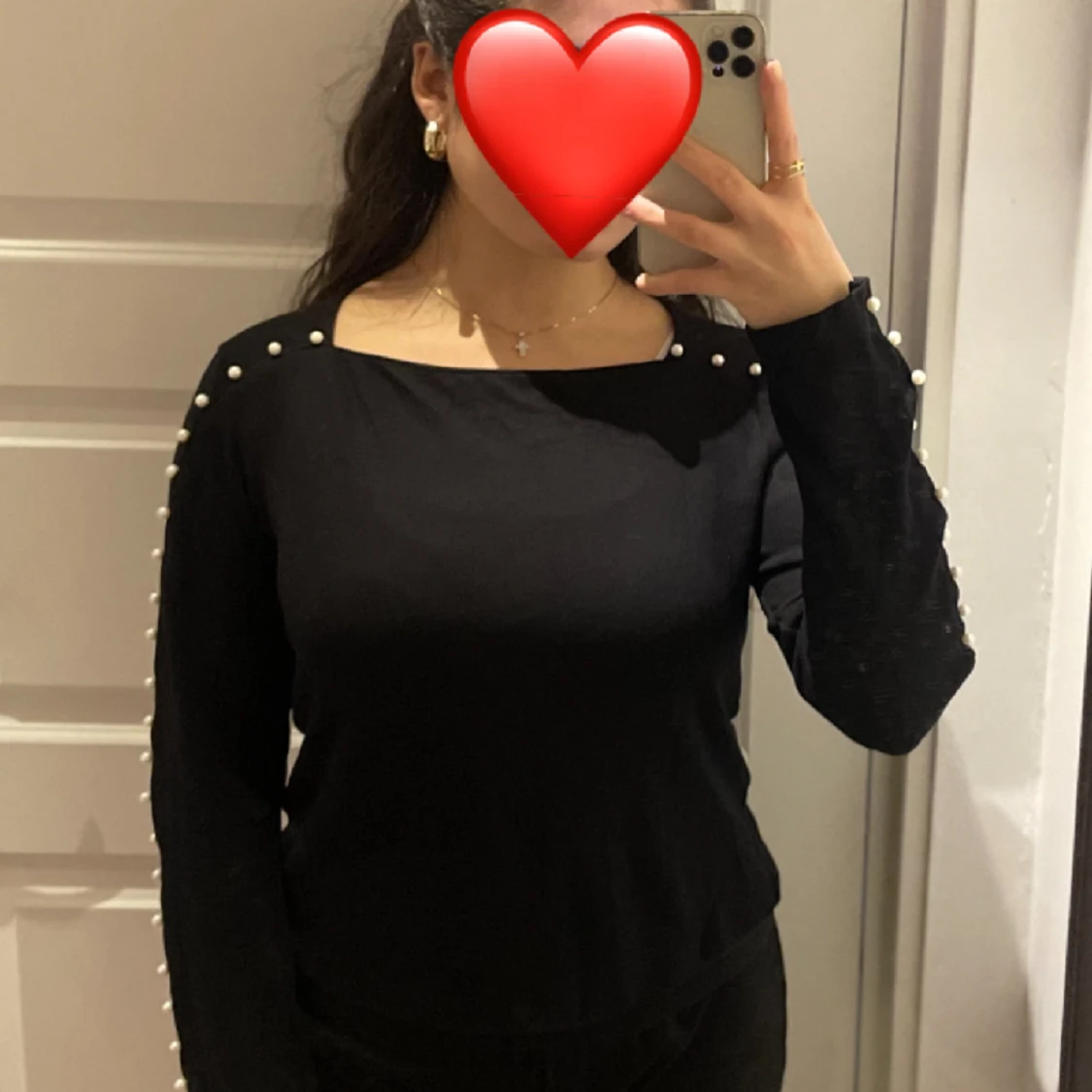 Svart tröja pärlor Lindex - 90