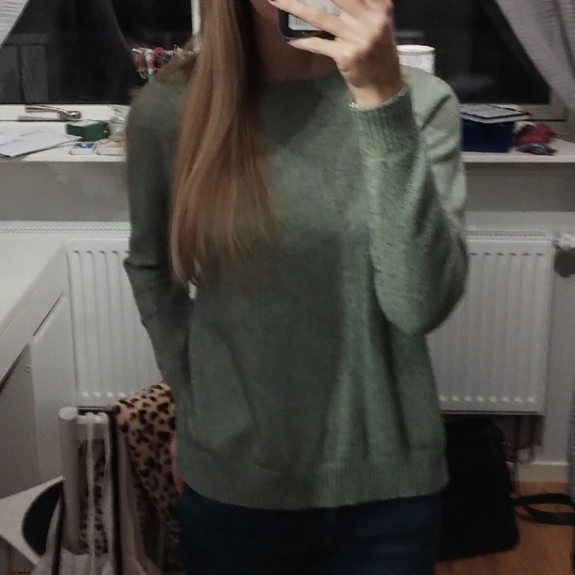 Grön stickad vila tröja - 90