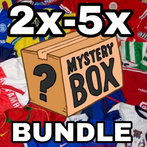 Mystery Box fotbollströja BUNDLE - (RENSNING AV LAGER) Säljer nu en mystery box bundle vilket betyder att man kan få fler än 1 tröja i. Priserna är olika, 2 tröjor för 300, 3 tröjor för 430, 4 tröjor för 550 och 5 tröjor för 650