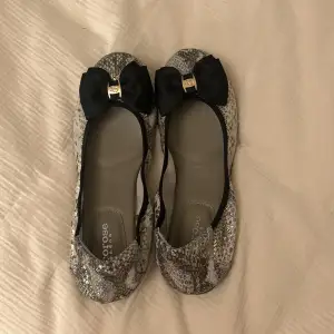 Jättesnygga och assköna ballerina skor i en silverglittrig färg. Har aldrig använt dem ute då dem är lite stora, bara provade inomhus.