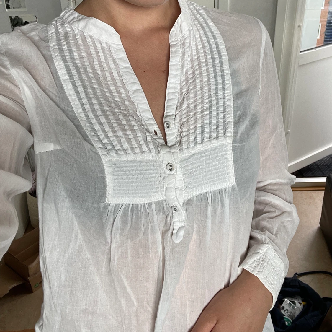 Vit skjortblus  - 90