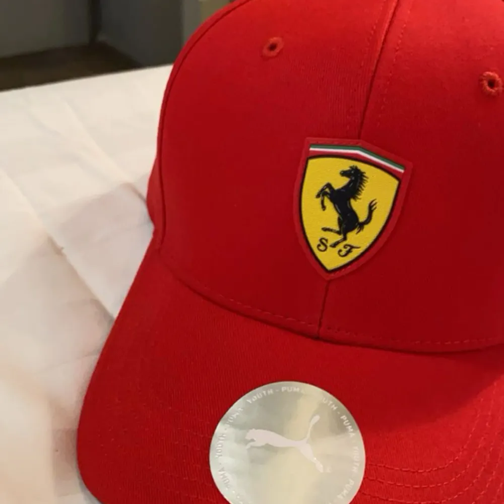 Säljer den här helt nya och oanvända Ferrari kepsen som köptes i Italien Rom för en becka sedan. Säljer då jag har två. Prislapp och kartongen på insidan av kepsen är kvar. . Accessoarer.