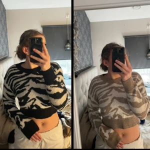 Stickad tröja - Två stickade tröjor från shein i bra skick! Den beiga är i strl M och den svarta S men båda sitter likadant. Säljer då de inte är min stil längre. Har lagt upp de var för sig om man bara skulle vilja köpa den en☺️