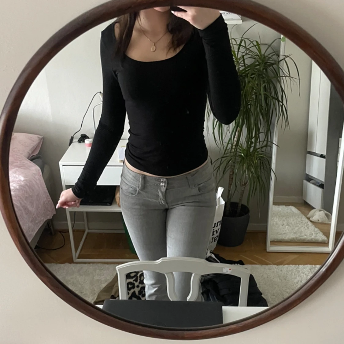 Lågmidiade gråa jeans - 90