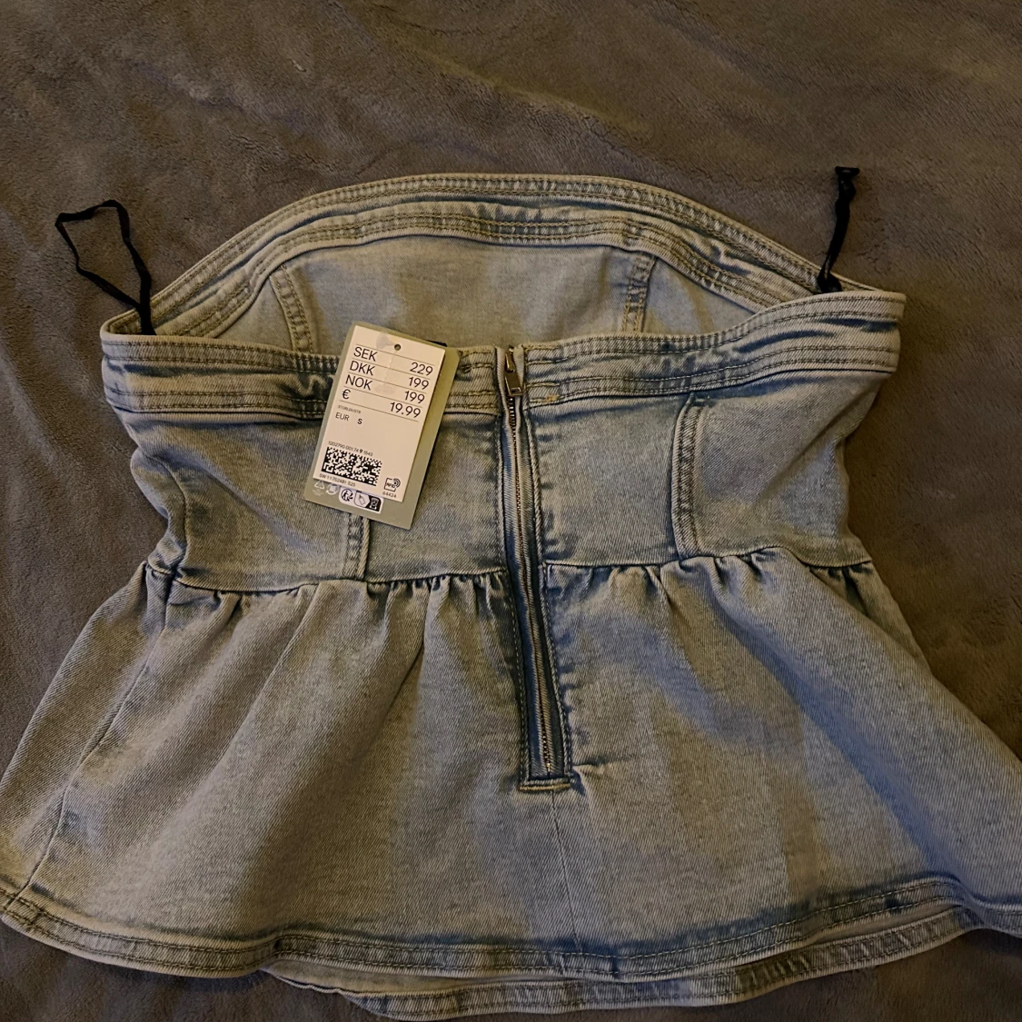 Jeans tubtopp med volang  - 91