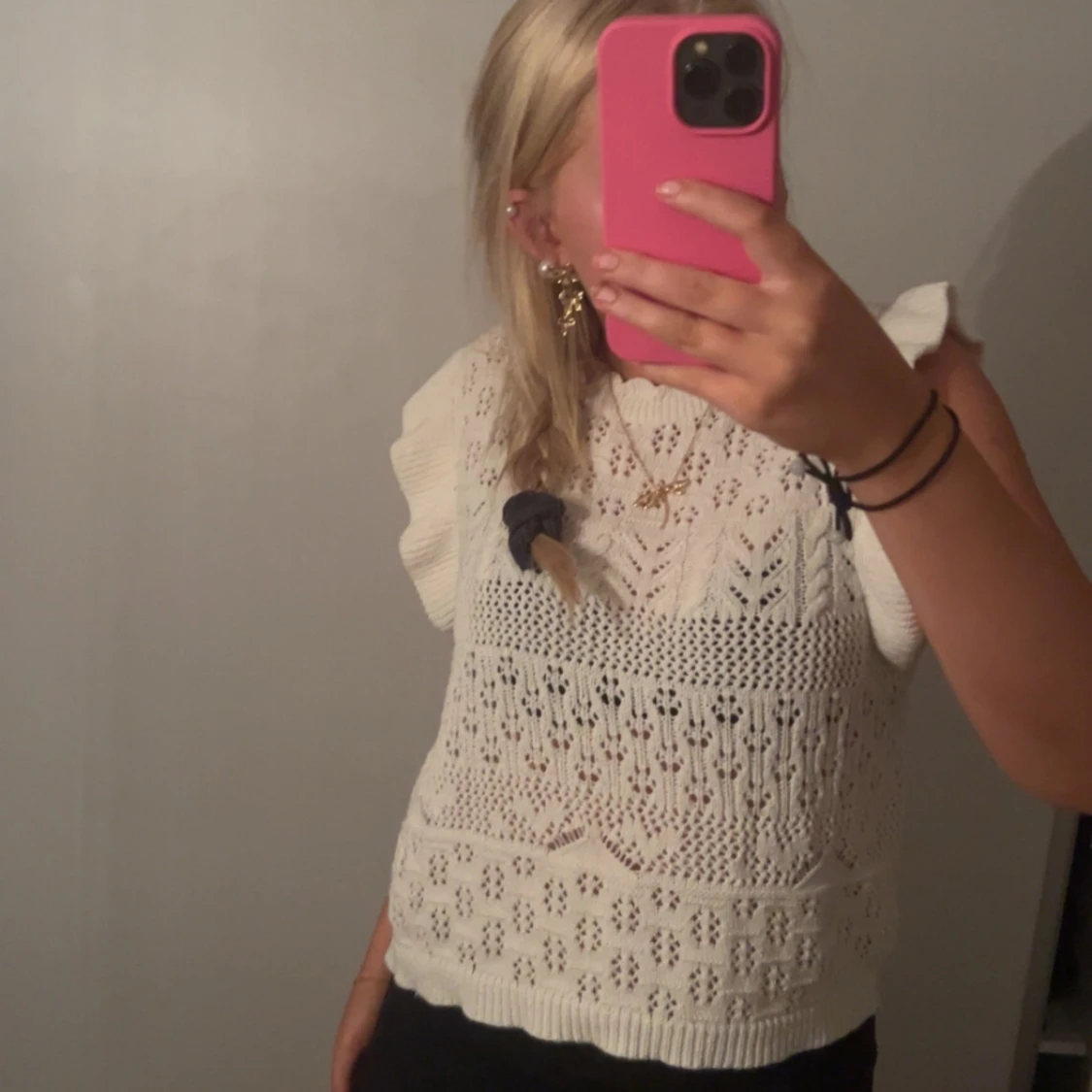 Vit stickad topp - 90