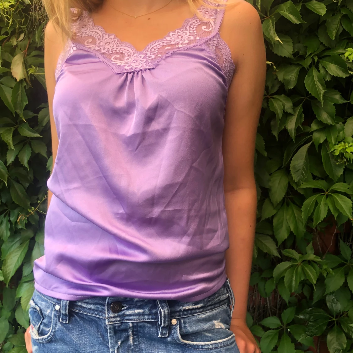 ”Made in italy” linne med spets lila - 90