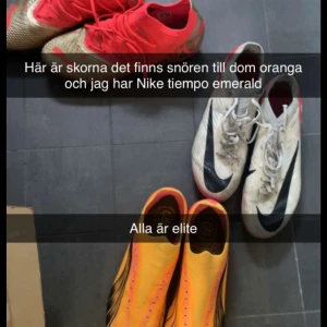 Säljer tre olika fotbollsskor - Säljer tre olika fotbollsskor som jag köpt för över 2000kr säljer de för att de nu är för små, alla skor är elite. Dm vid frågor BARA SERIÖSA KÖPARE!