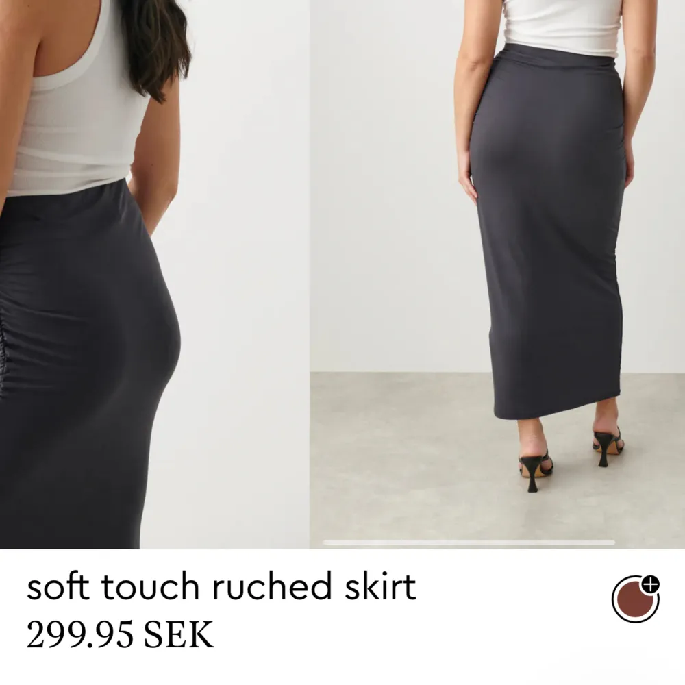 Soft touch kjol, mörkgrå i mycket bra skick. Bra passform!!🩶🖤. Kjolar.
