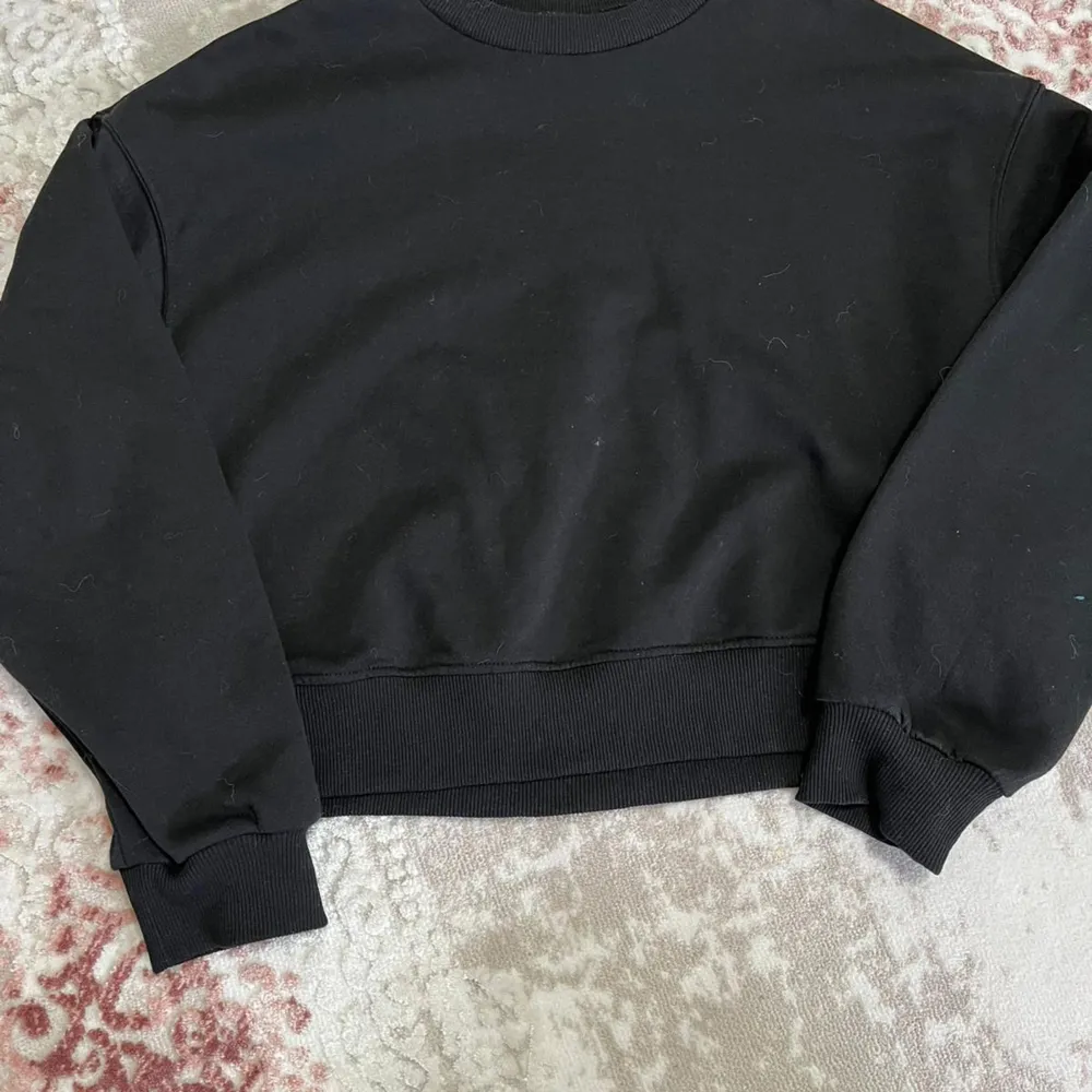 Kort, basic, svart tröja från H&M. Passar med allt. Bra kondition. Köptes för 99kr. . Hoodies.