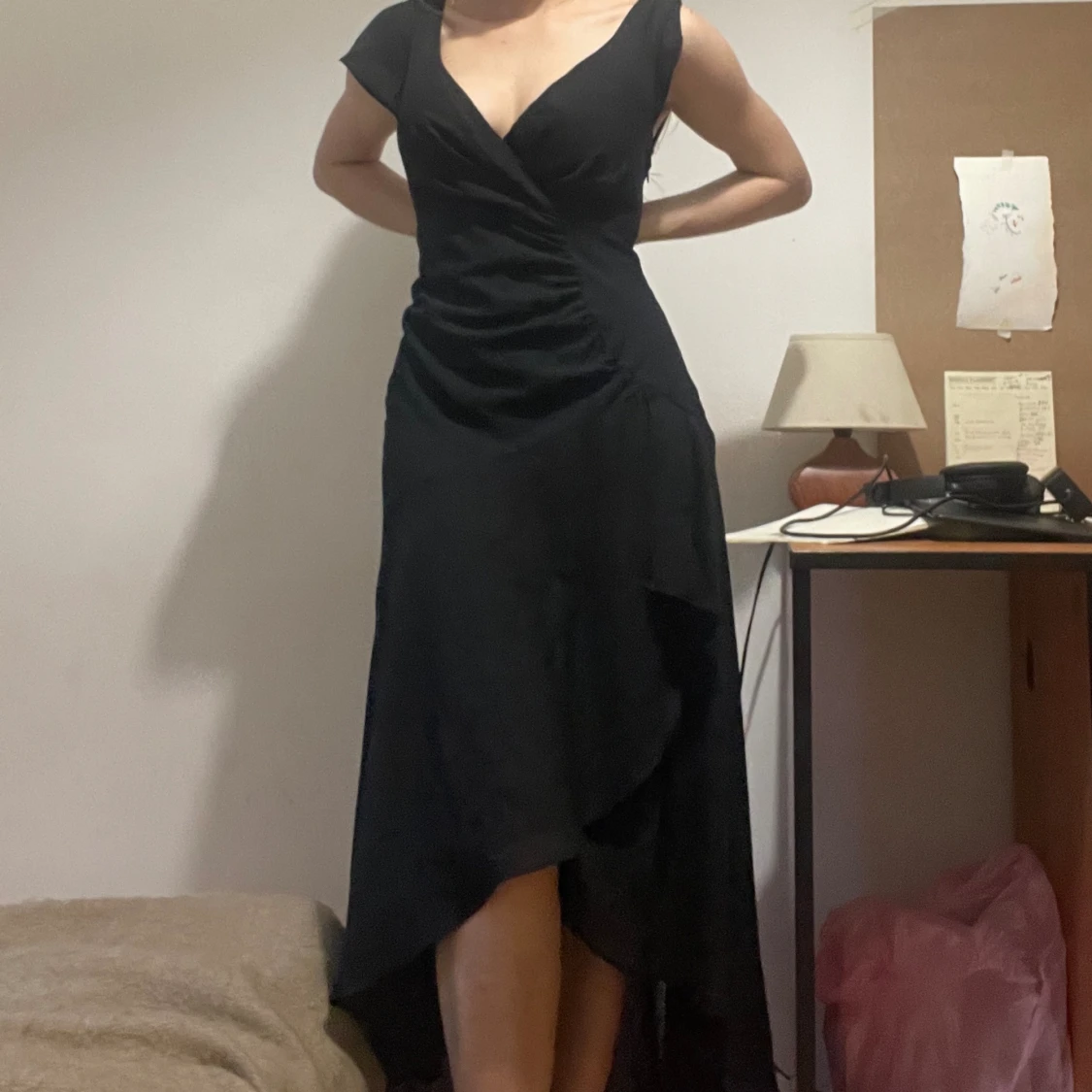 Svart lång klänning v neck - 91