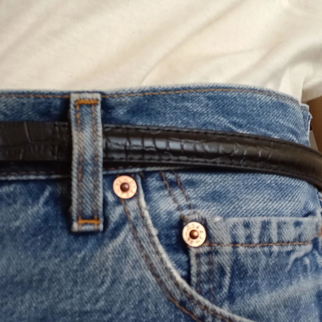 Svart fakeläder bälte - 91