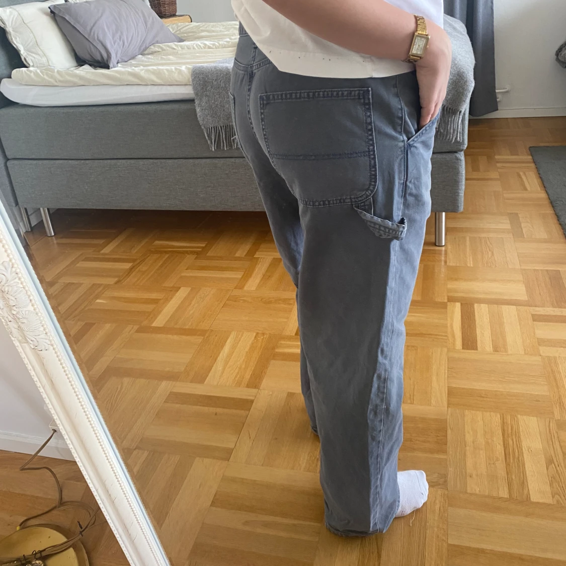 Blåa cargojeans - 90