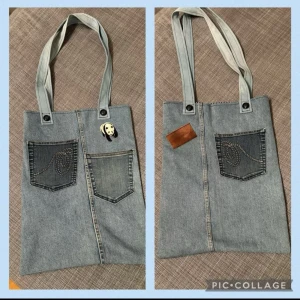 Väska  - Lite större egensydd väska i färgen blå med små detaljer ❤️