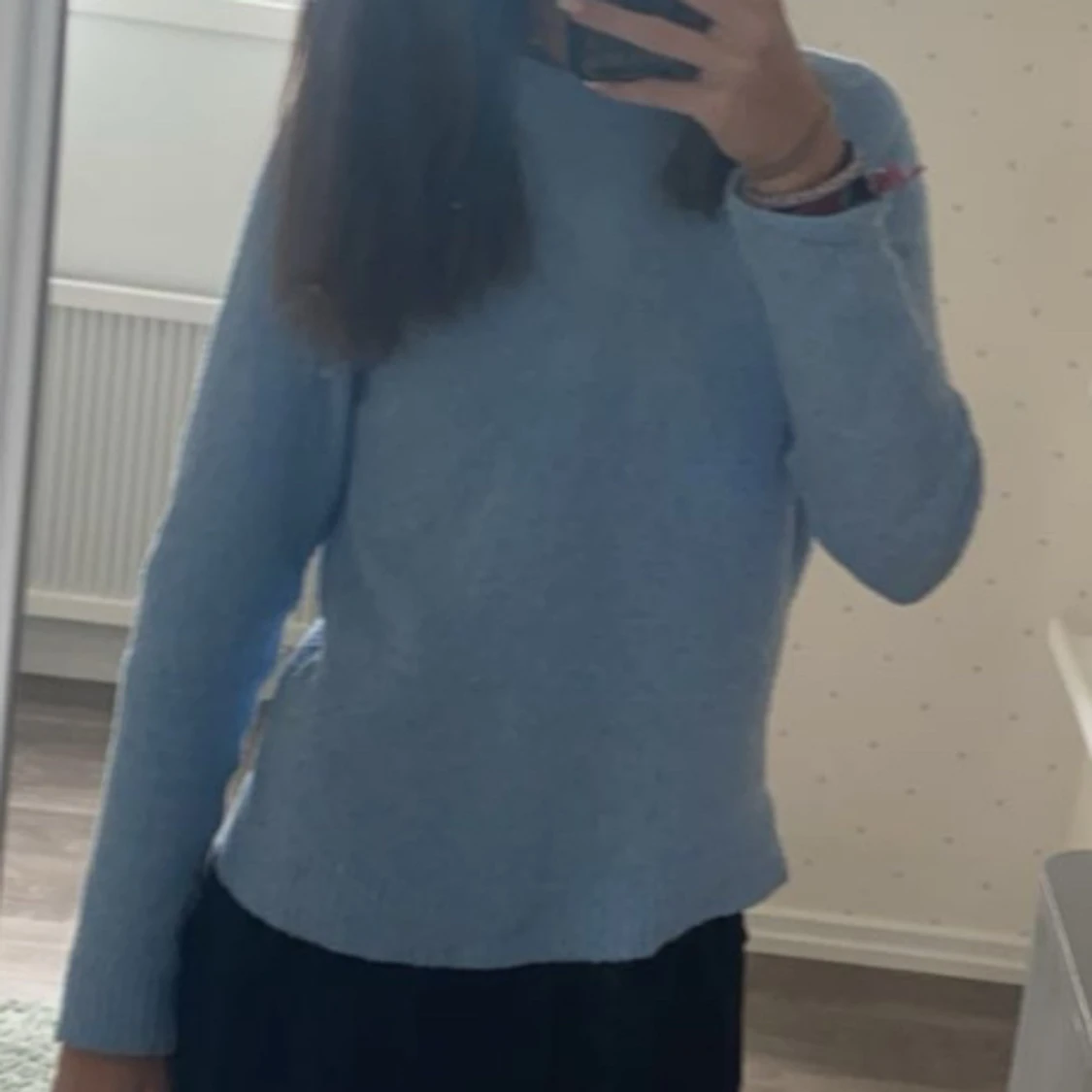  Ljusblå stickad tröja  - 90