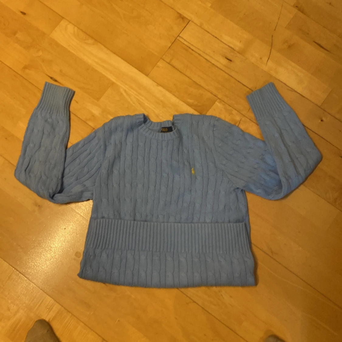 Ljus blå stickad polo Ralph lauren tröja