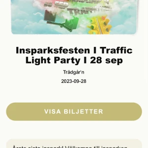 Insparksbiljett  - Säljer insparksbiljett till den 28/9. Insparken kommer vara i trädgårn i Göteborg. Köpte för 270 (250+20kr service avgift), men kan sälja för 199. Skriv för frågor.   