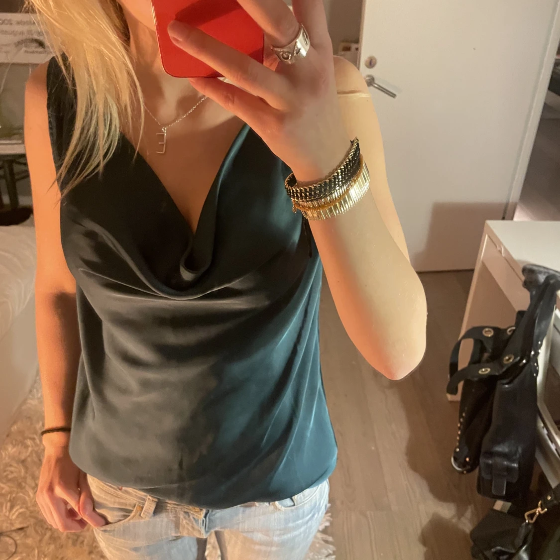 Satin linne grönt - 91