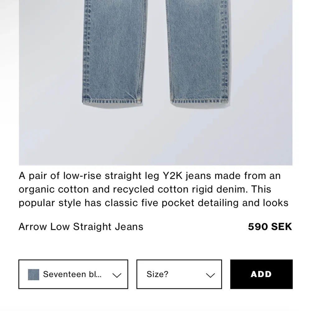  aldrig använda då dem är förstora men jätte fina och de e dem som trenden på weekday jätte mycket jätte skön fin och bra pris orgiens pris är 590 men sällheten för 290 💗. Jeans & Byxor.