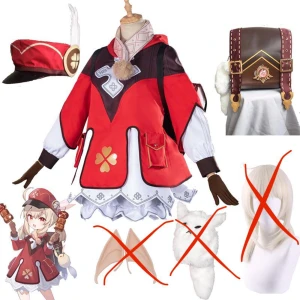 Klee cosplay  - Säljer min Klee cosplay! Bra skick! Inkluderar: Hat, överdel, shorts, handskar, ryggsäck och hals grejen! Ryggsäcken är i bra skick! 