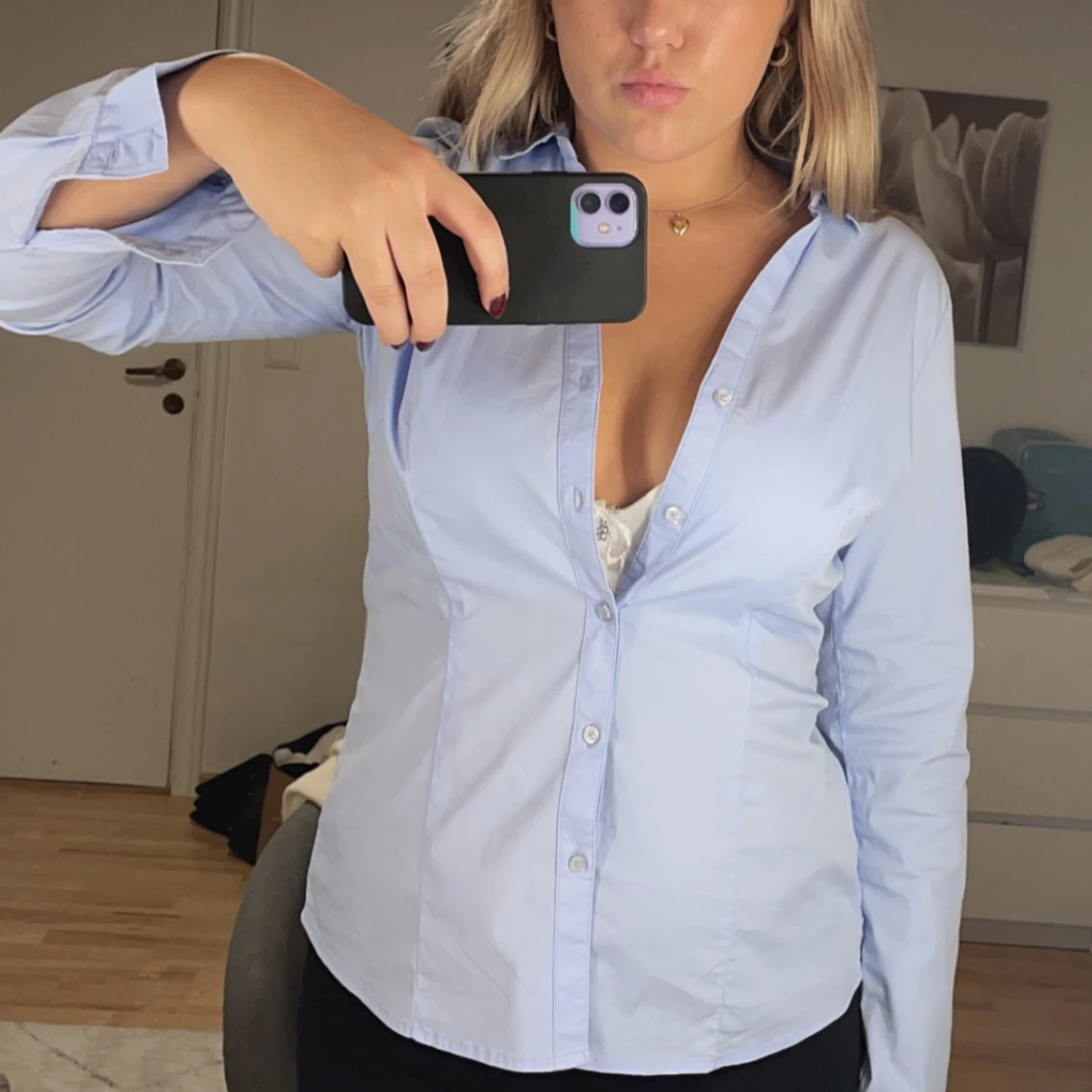 Blå figursydd skjorta💙💙