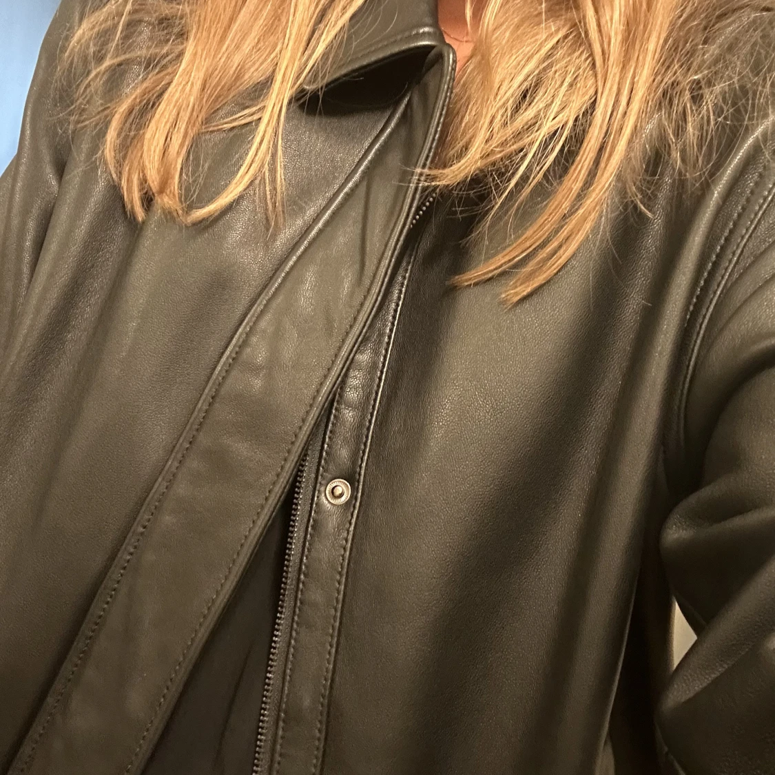 Skinnjacka i lamm oversized - 90