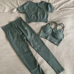 ICIW set - ICIW Define Seamless kollektion i färgen Sage Melange. I fint skick & använt fåtal gånger. Säljer hela setet för 600kr. Tights (Nypris 599)  Sport-bh (Nypris 349)  Crop top (Nypris 399)
