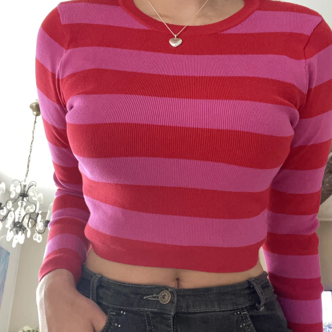 Långärmad tröja rosa/röd