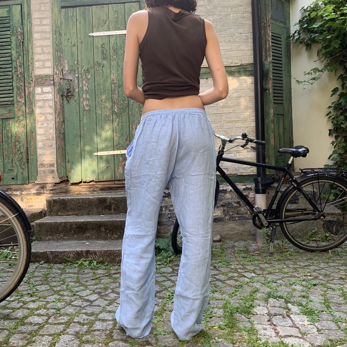 Ljusblå linnebyxor  - 91