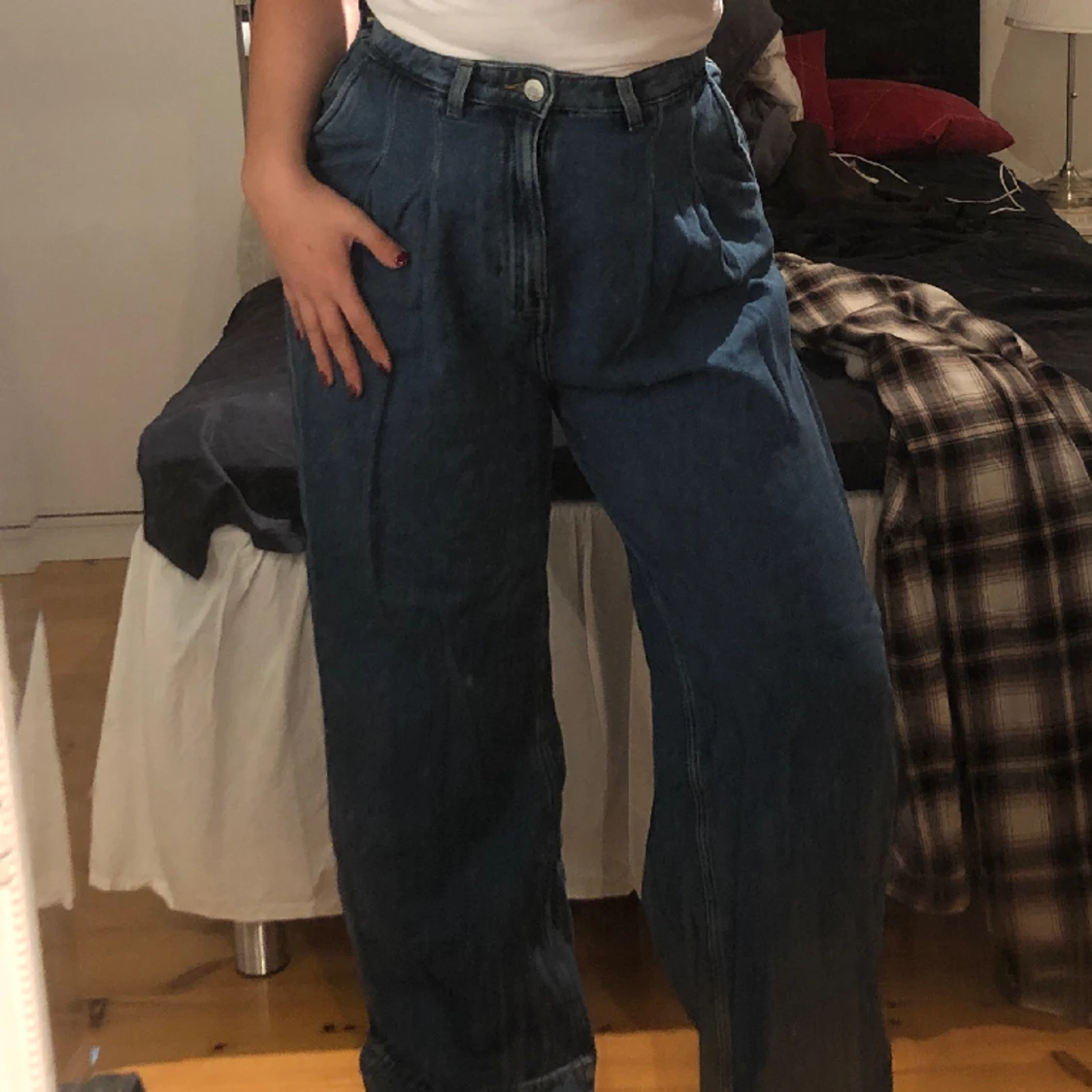 Blå vida jeans  - 91