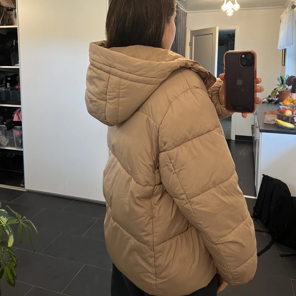 Beige vinterjacka  - 90
