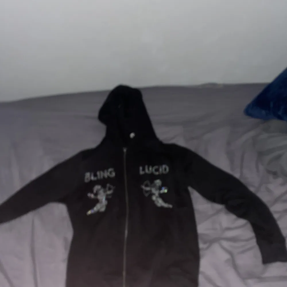 Snygg zip hoodie med rhinestones inga tappade stenar och bra skick på tröjan. Hoodies.