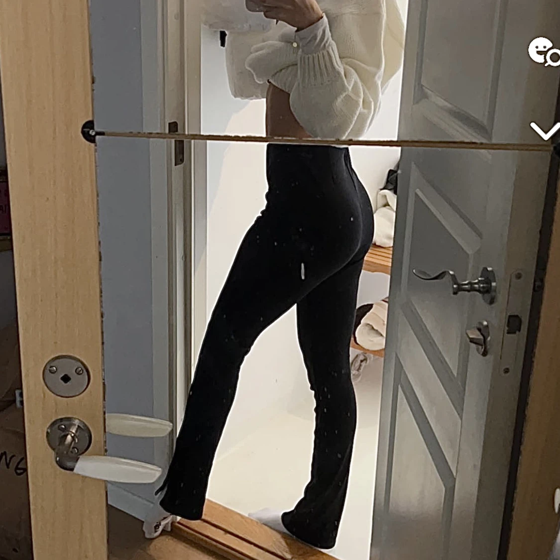 Ribbade tights med split - 90