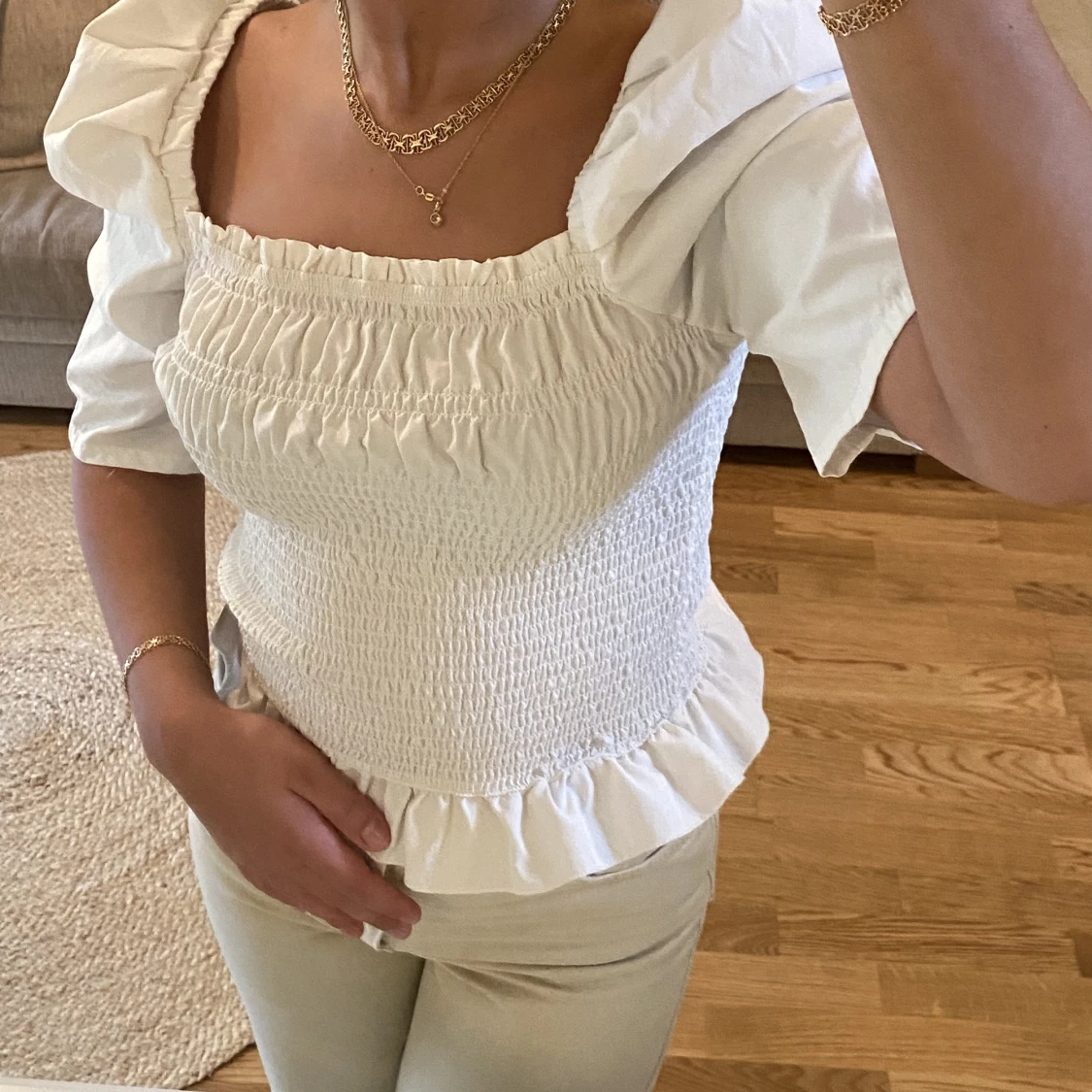 Vit smock topp  - 91