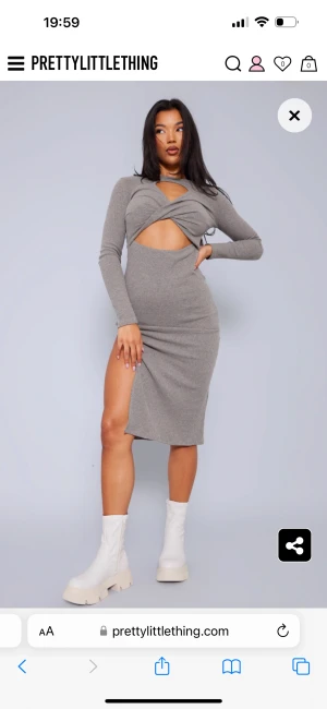 Klänning - Size 10 Sage Khaki Rib Cross Front Side Split Midaxi Dress