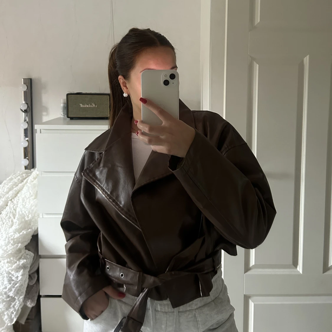 Brun skinnjacka - 91