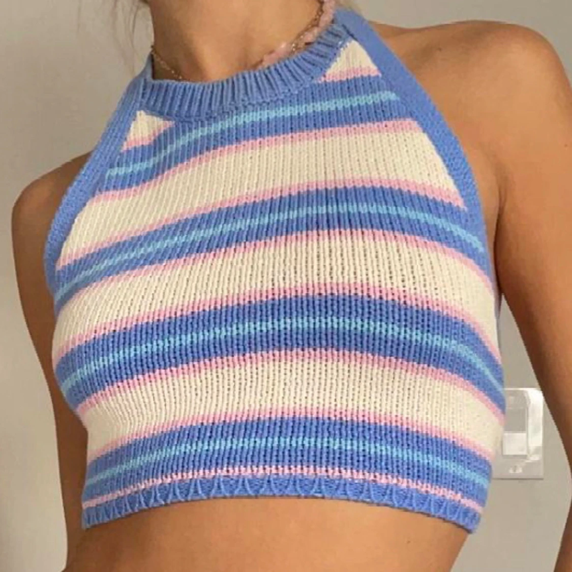 Zara halter neck stickad topp