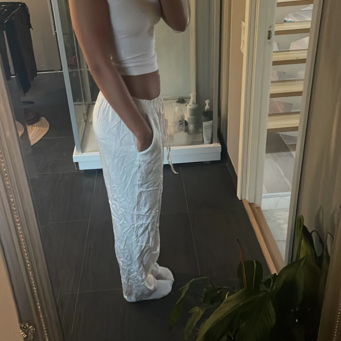 Satin byxor lågmidjade  - 90