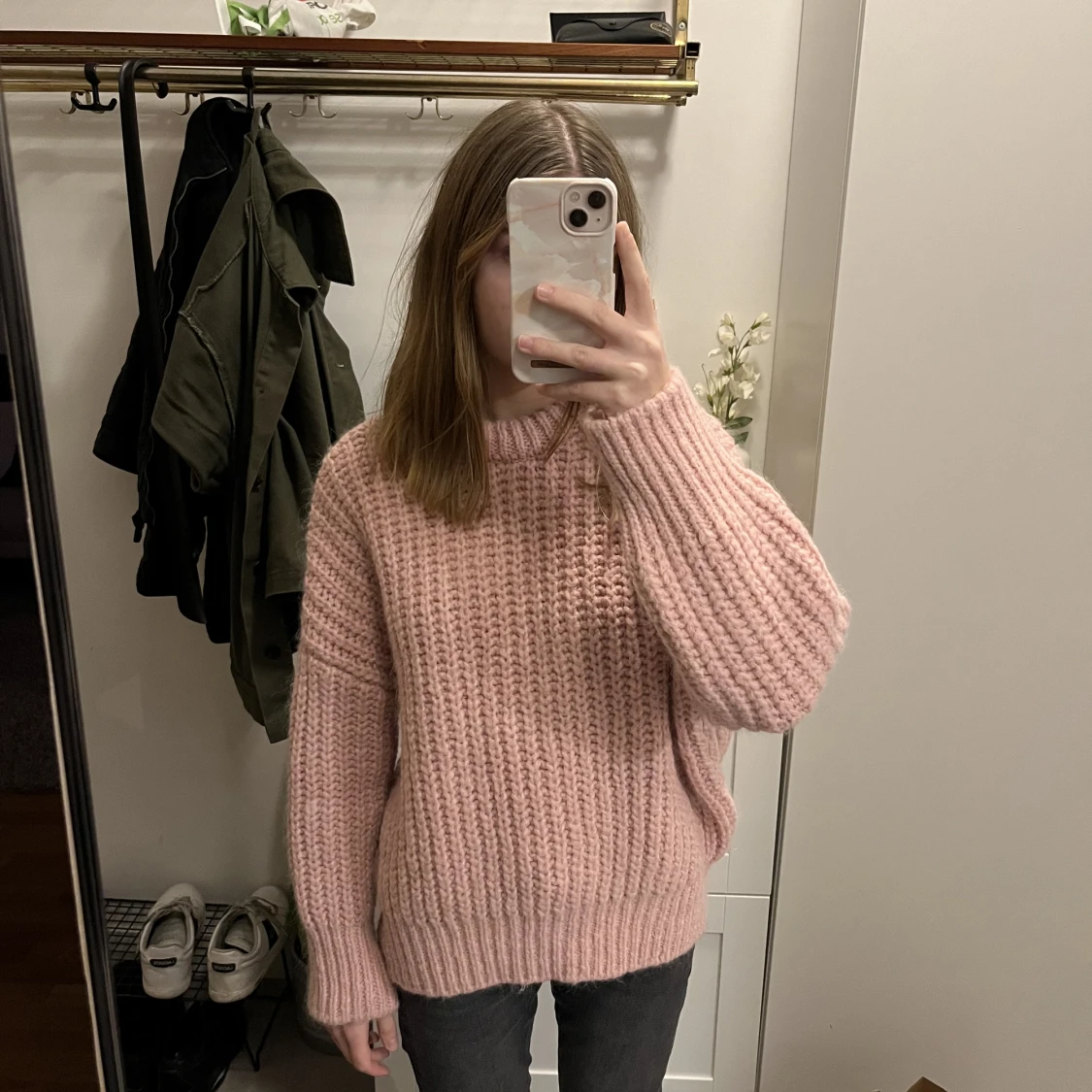 Stickad rosa tröja - 91