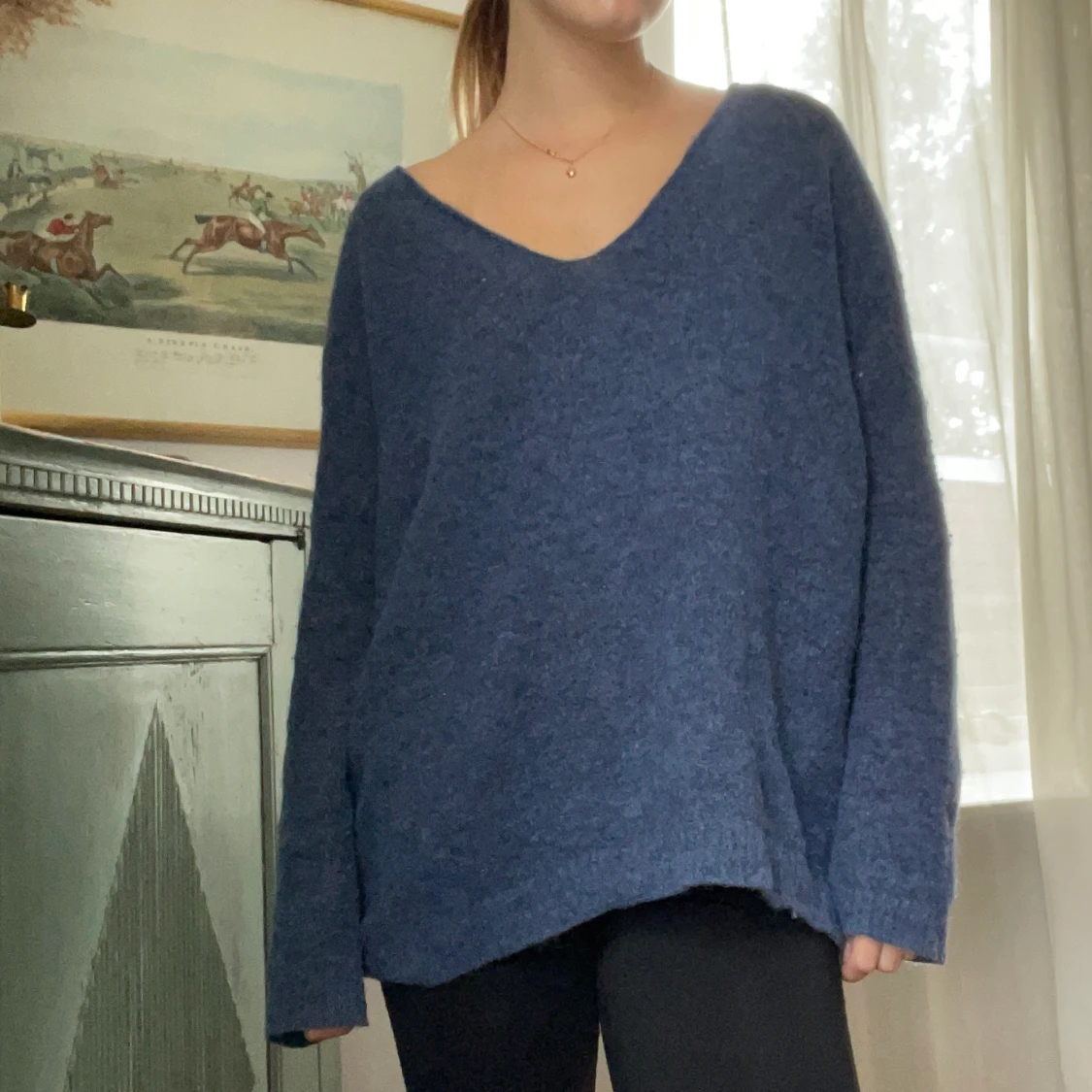 Mörkblå stickad tröja - 90