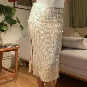 En festkjol med glittriga paljetter från H&M i storlek M