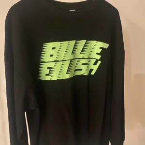 Billie Eilish sweatshirt - Svart sweatshirt med grönt tryck från HM x Billie Eilish. Aldrig använd så i nytt skick! Skriv för fler bilder 