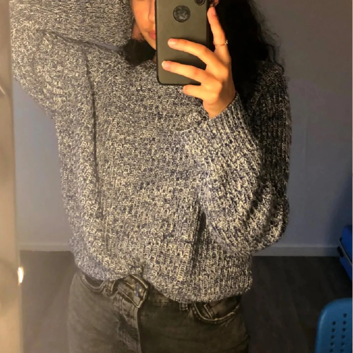 Blåvit stickad tröja Gina Tricot - 2