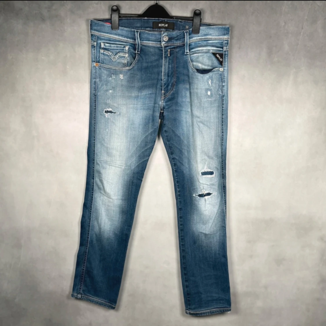 Blå Replay jeans med slitningar - 3