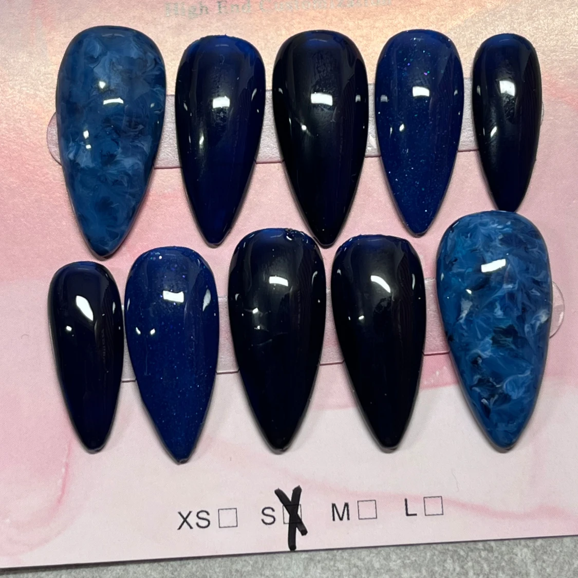 Mörkblå konstgjorda naglar S - 1