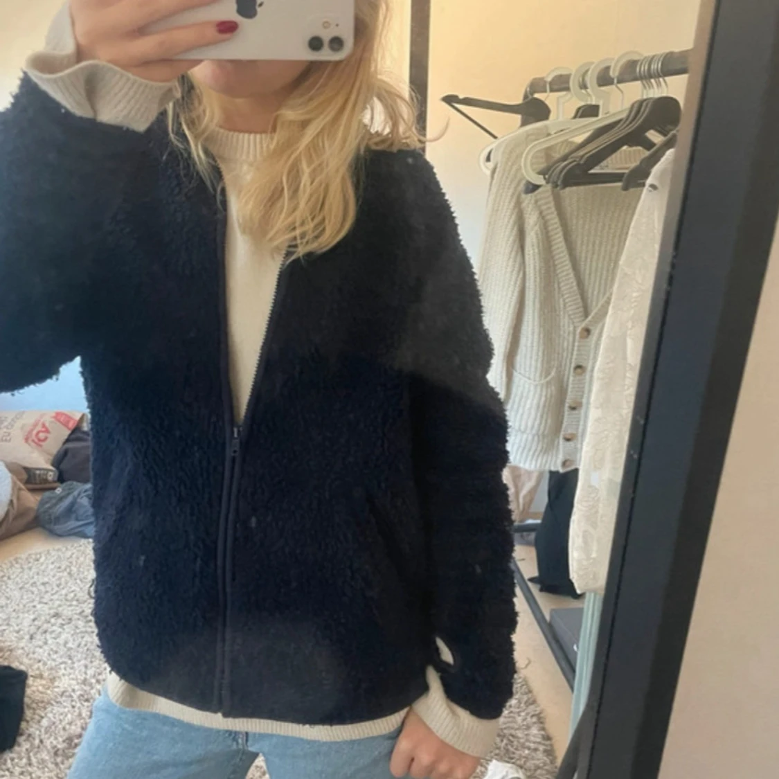 Mörkblå teddyjacka