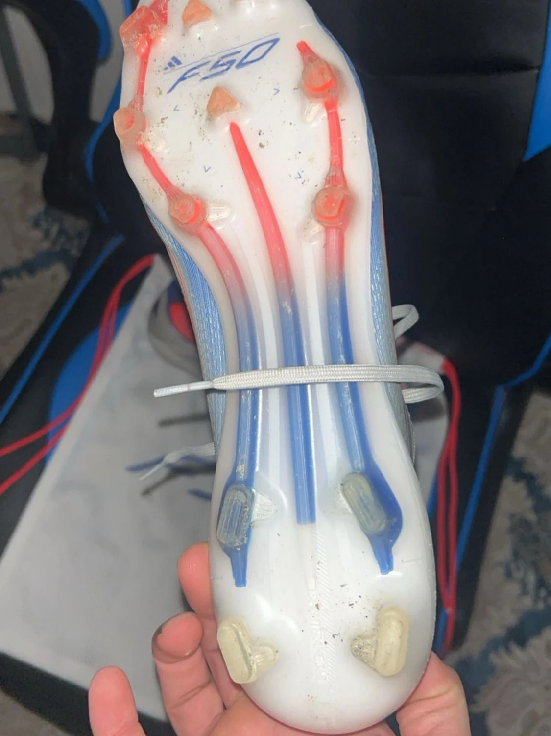 Adidas F50 fotbollsskor blå/röd - 3