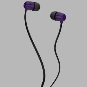 Kabelanslutna in-ear hörlurar - Snygga kabelanslutna in-ear hörlurar i svart och lila. Kompakt design med mjuka silikonproppar för bekväm passform. Perfekta för musik, poddar och samtal. Inga synliga skador eller slitage, ser ut att vara i gott skick.