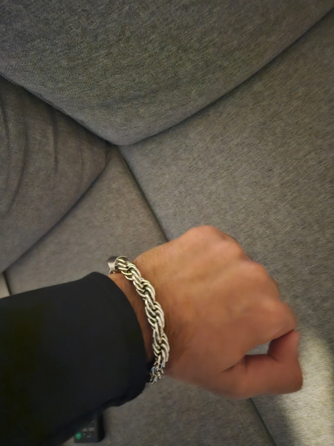 Tjock silverfärgad kedjearmband - 2